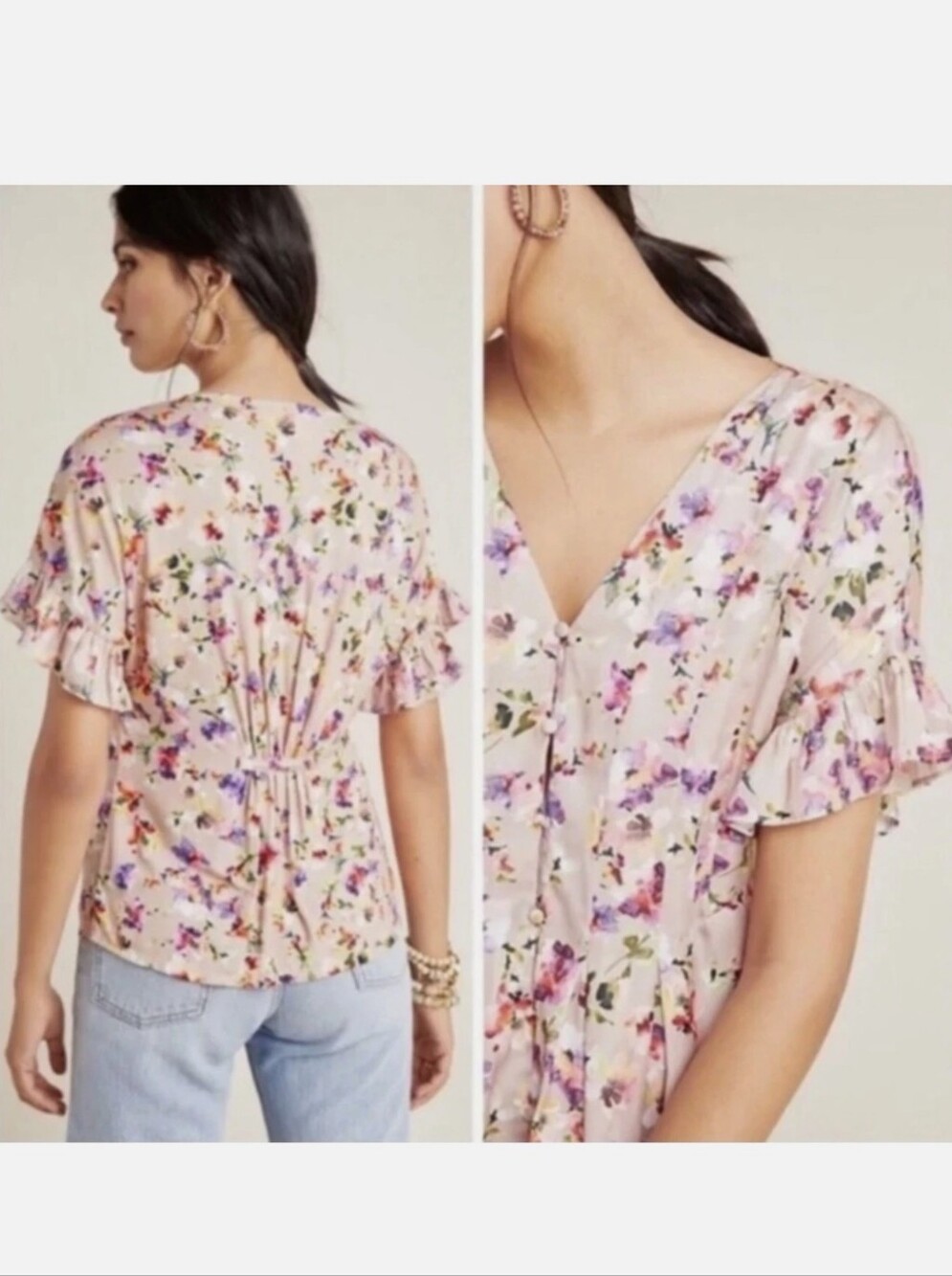 DOLAN From ANTHROPOLOGY Left Coast Mitzi Floral Top - Size Small